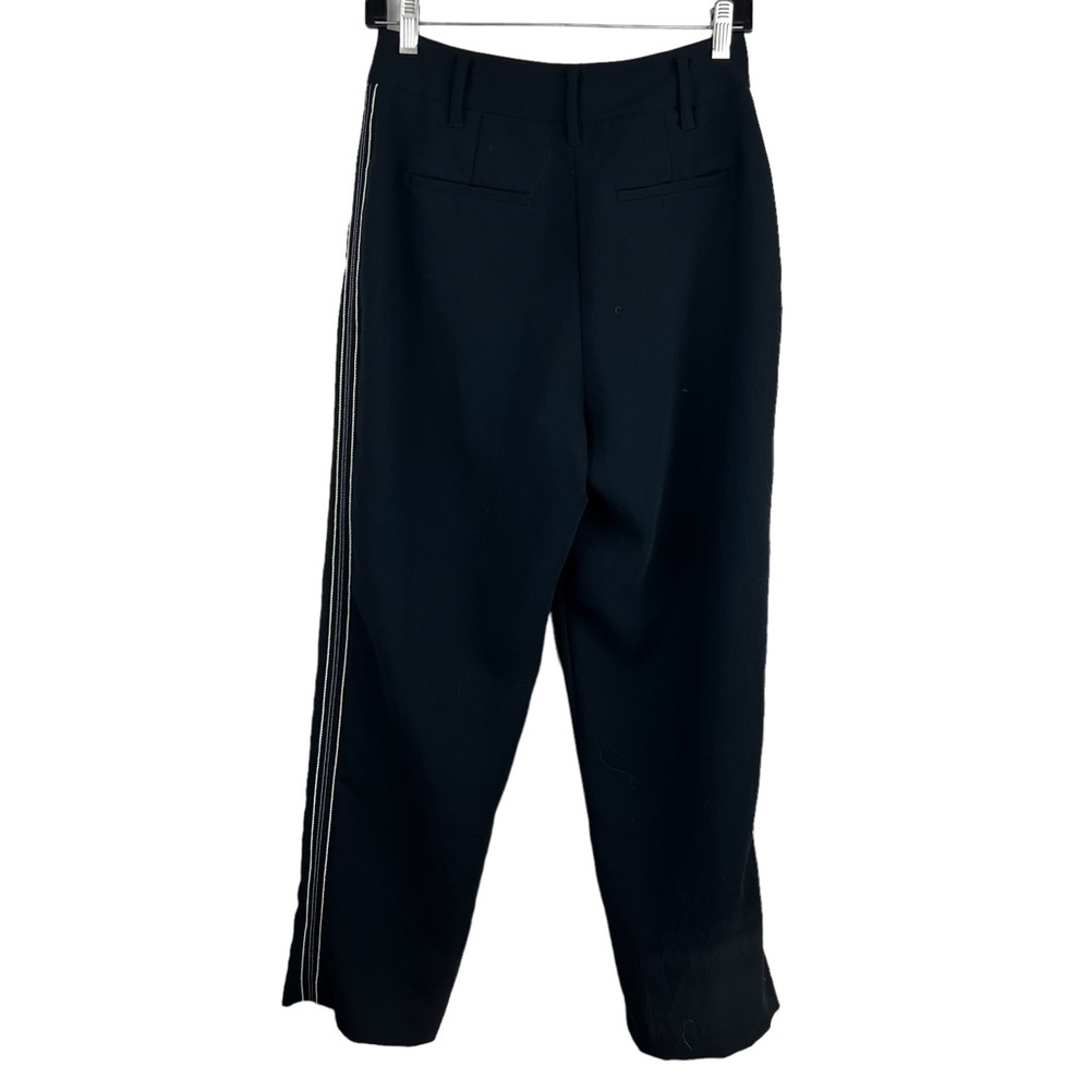 Aritzia Wilfred Black Tie-Front Pant White Striped Sided Trouser Size 8 - Picture 4 of 16